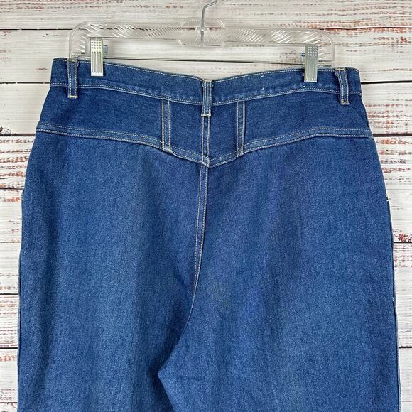 Womens VTG 80s Gitano Yoke Front High Waist Jeans Dark Wash HEMMED FLAW Sz 34S - Picture 5 of 9